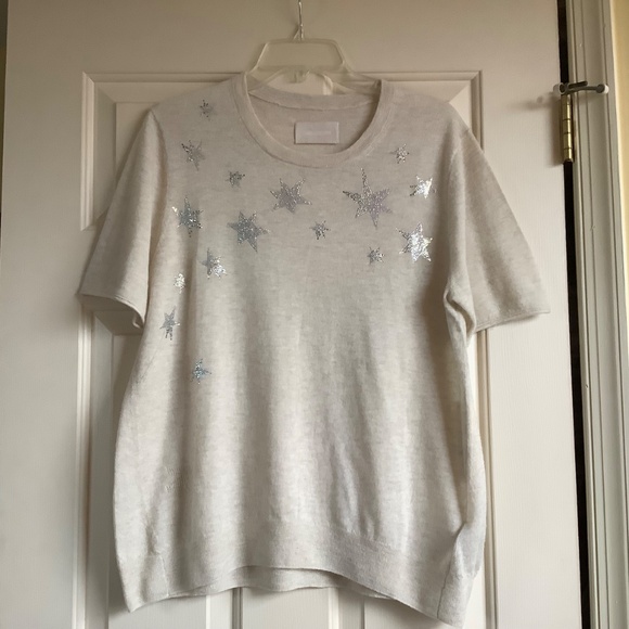 Zadig & Voltaire Ida Stars Strass Cashmere Sweater Sugar SZ L - Picture 3 of 16